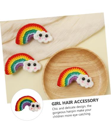 Beaupretty 2 Pairs Rainbow Barrettes girl hair pin colorful hair clips hair bows clips candy color hair clip arts and crafts for kids Girl Hair Accessory alloy Princess craft supplies child - Buy Online on GoSupps.com