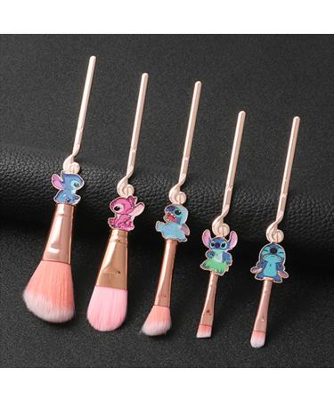 Boyigog 5Pcs Stitch Makeup Brushes with Storage Bag - Portable Brush Set for Powder, Eyeshadow, Blushes & Lips - Lovely Stitch Theme Gift for Girls & Women - Buy Online on GoSupps.com