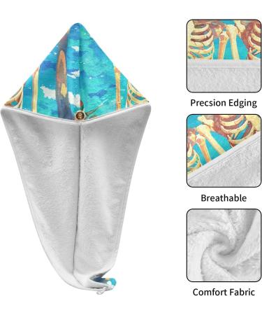 Beach Human Skeleton Hair Towel 2 Pack | Super Absorbent Quick Dry Turbans for Women & Girls - Buy Online on GoSupps.com