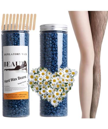 Hard Wax Beads at Home Painless Hair Removal 400g/14.11 oz.Brazilian Hair Removal Wax Beads for Face Eyebrow Back Chest Bikini Areas Legs Large Refill Pearl Beads with 10 Wax Sticks (Chamomile)