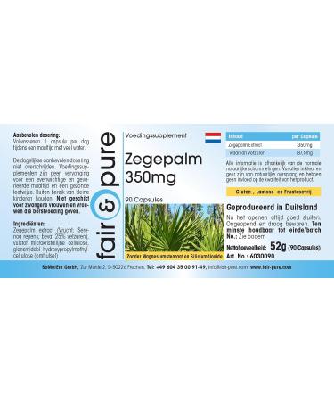 Fair & Pure - Dwarf palm 350 mg - vegan - 90 capsules for 3 months - Buy Online on GoSupps.com