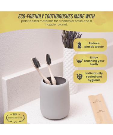 Bleeker and Rowe Biodegradable Eco-Friendly Toothbrushes - BPA Free Soft Bristles - Sustainable & Recycled Packaging - Pack of 10 - Buy Online on GoSupps.com