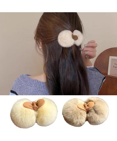 Women Hair Clip Furry Plush Ball Decor Elastic Spring Anti-slip Strong Claw Hair Organization Hair Clamp Hair Gripper Lady Hair Coffee - Buy Online on GoSupps.com