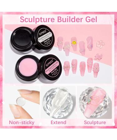 Clear Pink Solid Builder Gel for Nail Extension - Dual Form Flower Nail Art - 14g - Non-Stick & Hard Gel - DIY Nail Salon at Home - Buy Online on GoSupps.com