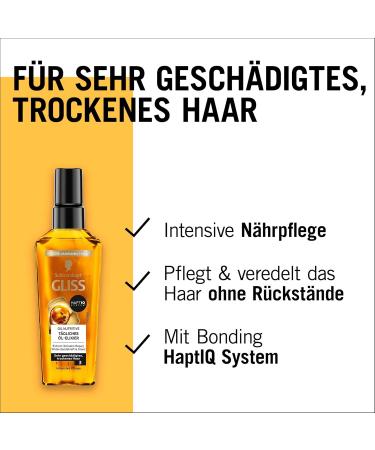  Gliss Gliss Daily Hair Oil (75 ml) oil for dry hair nourishes and refines hair without making it greasy with argan oil and vitamin E - Buy Online on GoSupps.com