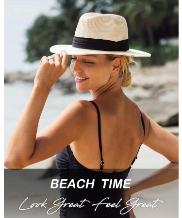 FURTALK Panama Hat Sun Hats for Women Men Wide Brim Fedora Straw Beach Hat UV UPF 50 Brown M/L - Buy Online on GoSupps.com