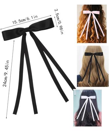 6 Pack Bow Hair Clips for Women Girls Pink White Black Ribbon Hair Bows Elegant Tassel Hair Bow Clips Barrettes Hair Accessories for Girls Teens - Buy Online on GoSupps.com