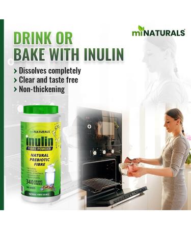 Pure Inulin Fiber Powder Natural Prebiotic Fibre Supplement Clear and Taste Free Increases good bacteria Made from Chicory Root - 106 DOSES - 340 grams - by miNATURALS - Buy Online on GoSupps.com