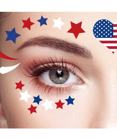 Patriotic Temporary Tattoos - 10 Sheets Independence Day Face Stickers with Flag and Star Designs - Buy Online on GoSupps.com
