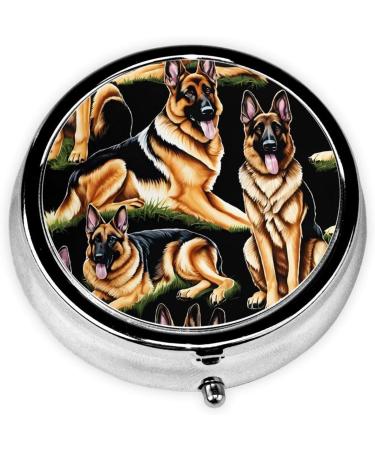 German Shepherd Mini Round Pill Box | 3 Compartment Travel Pill Organizer | Portable Case for Home & Office - Buy Online on GoSupps.com