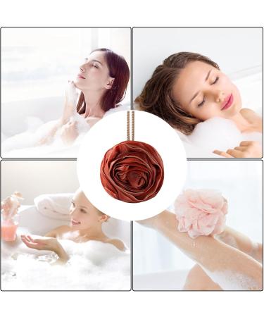 Soft Shower Sponge | Rose Multipurpose Bath Balls - Cute Bath Balls with Lanyard Portable Bath Supplies for Home Apartment Bathroom Dormitory Red - Buy Online on GoSupps.com