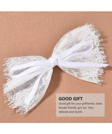 Minkissy Big Bow Hair Barrette Lace Bowknot Hair Clips Ribbon Bow Clips Decorative Hair Accessories for Women Girls Teens (White) - Buy Online on GoSupps.com