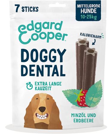 Edgard & Cooper Medium Dog Dental Sticks - Natural Mint & Strawberry Snacks for Fresh Breath | 8x7 Kausticks | Low-Calorie Chewing Care - Buy Online on GoSupps.com