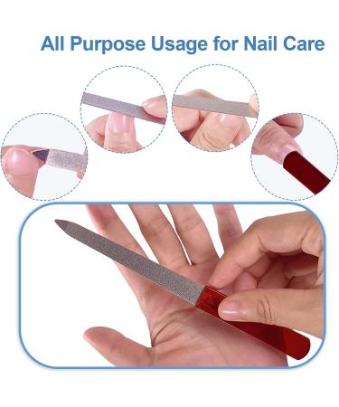 Stainless Steel Nail File Set - 6 Pcs Diamond Nail Files for Natural Nails with Sharp Pointed Tip and Non Slip Handle - Women's Sapphire Grit Fingernail Filers - Buy Online on GoSupps.com