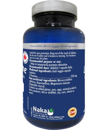 Naka Platinum PRO L-Theanine 250 mg Promotes Relaxation BONUS SIZE 75 Veggie Caps (60+15 FREE) 75 count (Pack of 1) - Buy Online on GoSupps.com