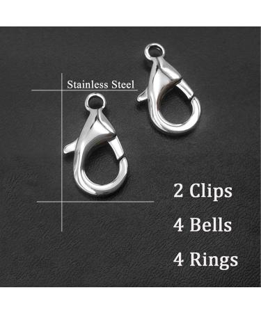 Ivia Pet Cat Bell Sets for Dog Collars - 4 Charm & Training Accessories with Stainless Steel Clips - Large Silver - Buy Online on GoSupps.com
