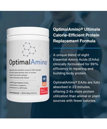 OptimalAmino Best Pre/Post Workout Recovery Drink, 99% Utilization Essential Amino Acid Supplement, NSF Certified for Sport Certified Berry Lemonade - Buy Online on GoSupps.com