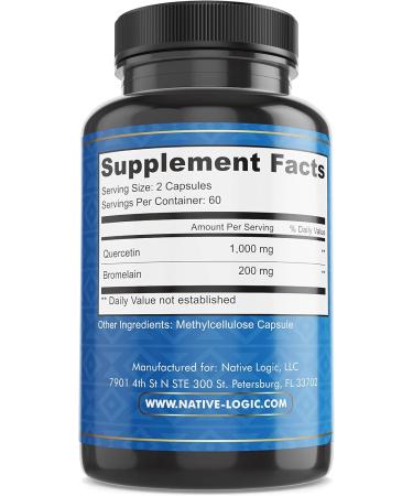 Quercetin with Bromelain Supplements - Immune Support & Joint Health Vegan & Gluten-Free 120 Veggie Capsules - Buy Online on GoSupps.com