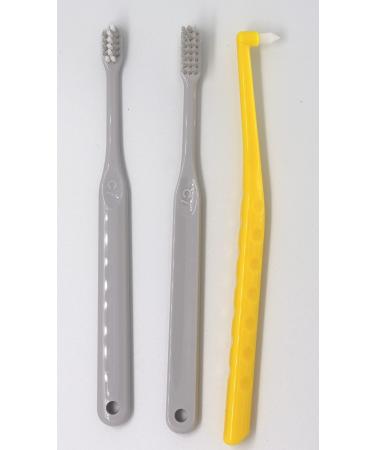 Orthodontic Toothbrush for Braces (3 Types in 1 Set U- Shaped Brush Tuft Brush Lambda Brush) Teeth Cleaning Tools White/Yellow Made in Japan Green pink white yellow