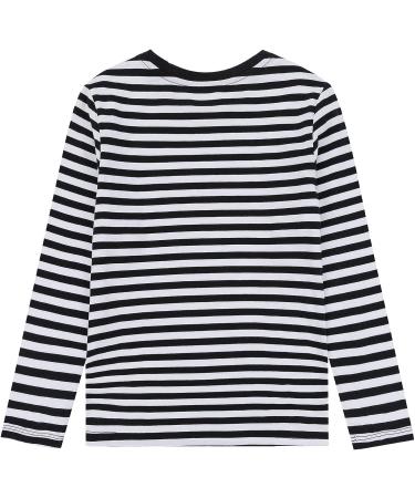 AMERICLOUD Kids Soft Cotton Jersey Long Sleeve T-Shirt - 9-10 Years Black/White Stripe - Buy Online on GoSupps.com