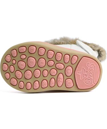 MINBEI Waterproof Soft Leather Baby Girls Snow Boots - Pink/White/Rose Gold/Brown - Size 11 UK Child - Buy Online on GoSupps.com