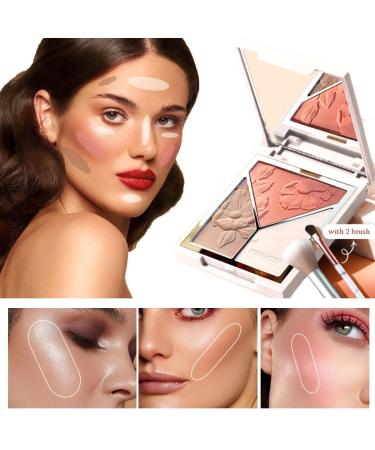 Karlor 3-in-1 Contour Palette | Highlighter Blush & Bronzer - Makeup Contouring Powder with 2 Brushes International Shipping Available - Buy Online on GoSupps.com