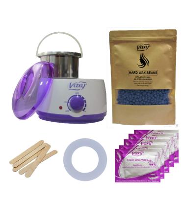 Wax Warmer Hair Removal Waxing Kit Electric Pot Heater Melts with Accessories. Painless Rapid Waxing of Face Body Bikini Area Total Home Waxing Solutions for Men & Women by Vaxy (Lavender) Lavender Flavour Beads Wax