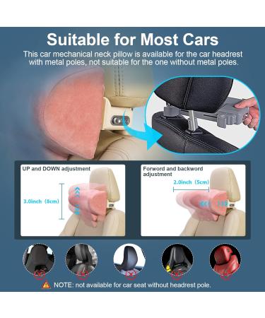 Rokehr Pink Car Seat Neck Pillow - Adjustable Memory Foam Headrest for Comfortable Ergonomic Support - Buy Online on GoSupps.com