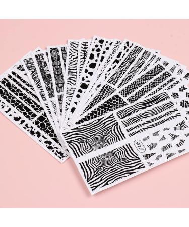 12 Nail Stickers Decals 3D Self Adhesive Variety Pack - Black Panther Snake Tiger Cow Zebra Print - Designer Acrylic Nail Decoration - Salon Accessories Sticker Set - Black Color - SP222-233 - Buy Online on GoSupps.com