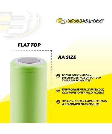 Buy Exell AA 1.2V Rechargeable NiMH Flat Top Batteries 2200mAh - Eco-Friendly Pack of 10 for International Shipping - Buy Online on GoSupps.com