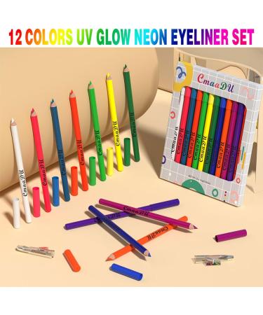 SOMGKINE 12 Pieces UV Eyeliner Set UV Glow Matte Eyeliner Colored Eyeliner Neon Matte Eyeliner Set Waterproof and Smudgeproof Durable for Daily Use and Halloween Christmas - Buy Online on GoSupps.com