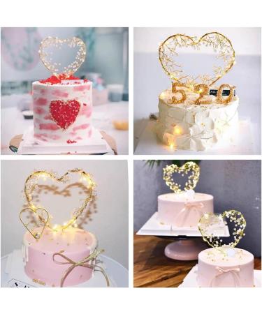 KIPETTO Love Heart Pearls LED Cake Topper | Perfect for Birthday Wedding Anniversary & Party Decorations - Buy Online on GoSupps.com