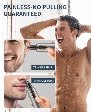 Painless Nose Hair Trimmer for Men 2023 | Dual Edge Blades, Waterproof & Powerful Motor | Grey Gold - Buy Online on GoSupps.com