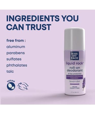 Kiss My Face Liquid Rock Roll-On Deodorant - Vegan Cruelty-Free Lavender Scent 3 Fl Oz - All Day Protection (Pack of 3) - Buy Internationally - Buy Online on GoSupps.com