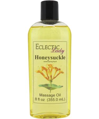 Honeysuckle Massage Oil 8 oz With Sweet Almond Oil and Jojoba Oil Preservative Free Perfect for Aromatherapy and Relaxation 8 Ounce