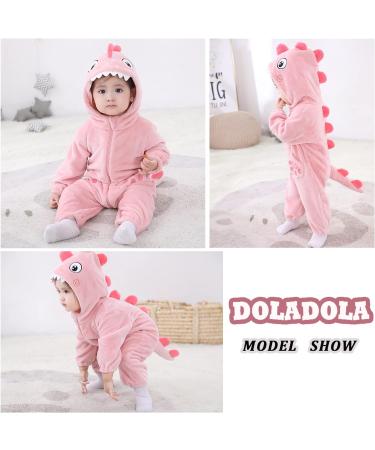 Kids & Toddler's Pink Shark Flannel Animal Hooded Romper Jumpsuit 3-6 Months - Buy Online on GoSupps.com