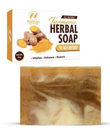 Turmeric Soap Bar Face Wash & Body Cleanser for Acne & Dark Spots – Hydrating Skin Brightening Daily Cleansing Bar Soap for Face & Body – Made in USA Pure Non Drying Skin Brightener Treatment, 4oz