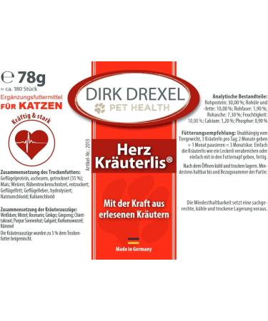 Dirk Drexel Herberlis for Cats - Natural Cardiovascular Support | 3-Month Nutritional Cure - Buy Online on GoSupps.com