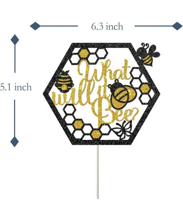Tenhaisi What Will it Bee Cake Topper - Bumblebee Theme Birthday/Baby Shower/Gender Reveal Party Cake Decors Photo Booth Props - Gold&Black Glitter Cake Topper - Buy Online on GoSupps.com