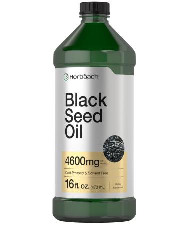 Black Seed Oil | 4600mg | 16 oz | Cold Pressed Nigella Sativa Supplement | Vegetarian, Non-GMO, Gluten Free, and Solvent Free Formula | by Horbaach