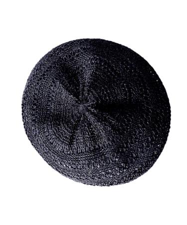 VALICLUD Straw Beret French Style Woven Beanie Hat Hollow-Out Fiddler Artist Painter Hat for Women Girls Black