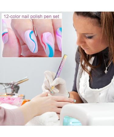 12-Color Nail Art Pen Set DIY Nail Art Design Pens Quick-Drying Smudge-Proof Lining Gel Nail Artist Markers Waterproof Nails - Buy Online on GoSupps.com