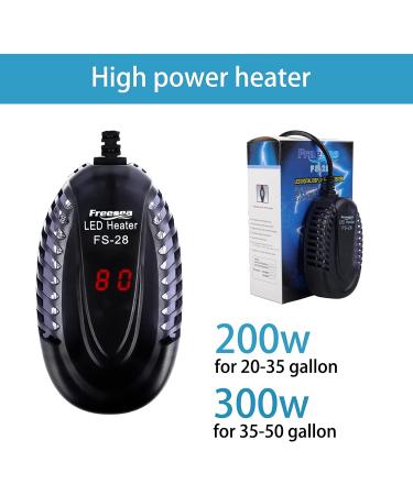 FREESEA 200W/300W Aquarium Fish Tank Heater - Submersible Betta Heater with Adjustable Temperature Display for Saltwater & Freshwater Tanks - Buy Online on GoSupps.com