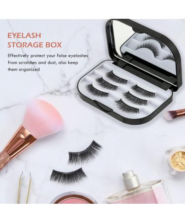 Shmian Empty Eyelash Case with Makeup Mirror - Travel Friendly Storage Organizer for 3 Pairs Black Lashes - Buy Online on GoSupps.com