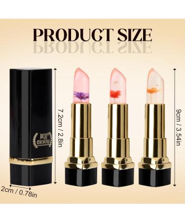 Natuce 3pcs/Set Flower Jelly Lipstick Set Magic Color Changing Jelly Lipstick Flowers Transparent Lip Balm Long Lasting Moisturizer Waterproof Lip Balm - Buy Online on GoSupps.com
