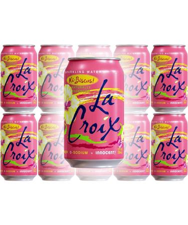 La Croix Hi-Biscus Naturally Essenced Flavored Sparkling Water, 12 oz Can (Pack of 10, Total of 120 Oz)