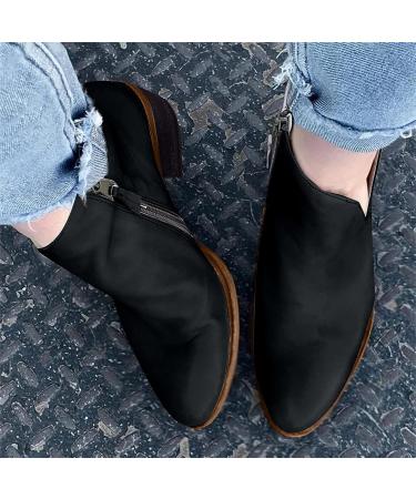 Winter & Autumn Fashion Women's Slim Zipper Low Heel Ankle Boots - Casual Solid Color Cowboy Style | Round Toe Western & Knight Boots for Comfort & Style - Buy Online on GoSupps.com