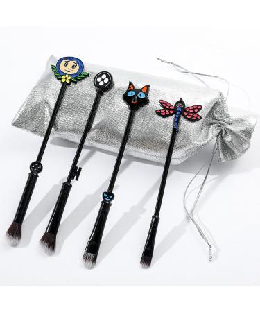 Horror Movie Coraline Makeup Brushes Set | Women s Halloween Collection | Silver Drawstring Bag | Metal Memorial Quality - Buy Online on GoSupps.com