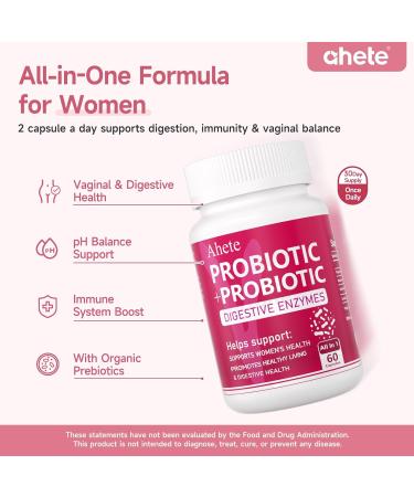 Ahete Women Probiotic Organic Probiotic for PH Balance Digestive Health Women s Health Immune System Vaginal Health 180 Capsules 90 Days Supply - Buy Online on GoSupps.com