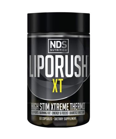 NDS Nutrition LipoRush XT - Super Concentrated Thermogenic with L-Carnitine and Teacrine for Shredding Fat - Supports Maximum Energy, Focus, Calorie Burning, Diuretic, Appetite Control (60 Capsules)